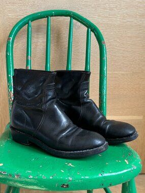 rag & bone Black Leather Back Zip Ankle Boots Size 8.5 Low Heel